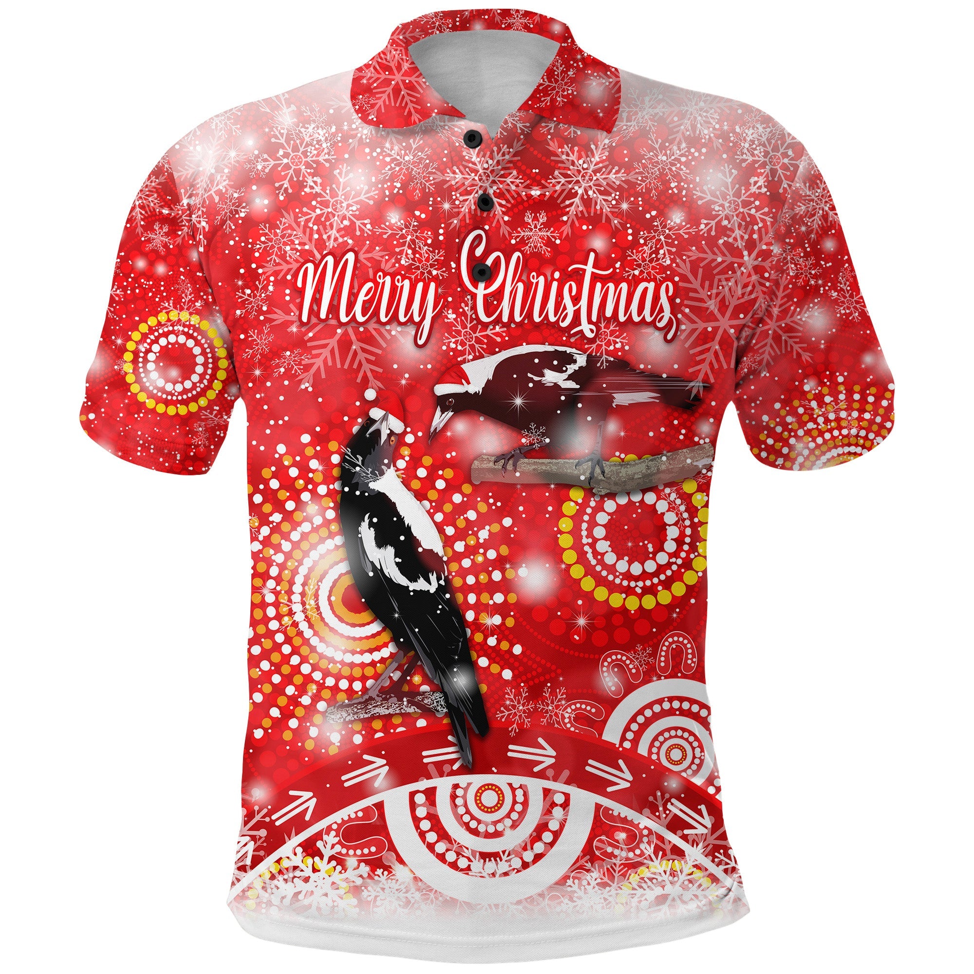 custom-personalised-australian-magpies-christmas-polo-shirt-original-style-red