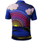 aboriginal-polo-shirts-sunset-over-the-sea-and-kangaroo-dot-painting