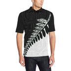 maori-fern-black-and-white-polo-t-shirts