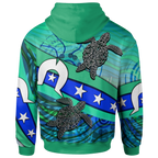 Zip-Up Hoodie - Torres Strait Flag And Turtle