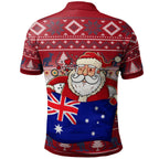 christmas-personalised-polo-shirt-australia-santa-claus-hold-the-flag-red