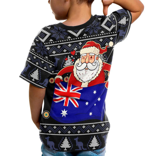 christmas-t-shirt-kids-australia-santa-claus-hold-the-flag-black