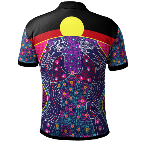 polo-shirt-aboriginal-sublimation-dot-pattern-style-violet