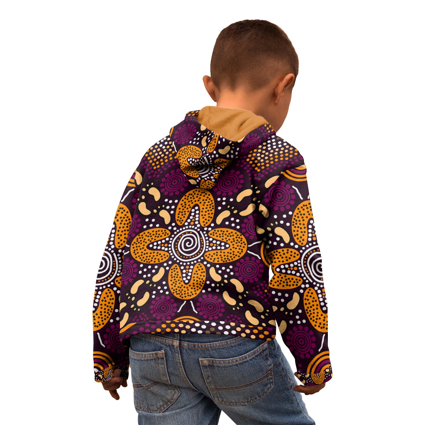 aboriginal-zip-up-hoodie-kids-flowers-dot-panting-art