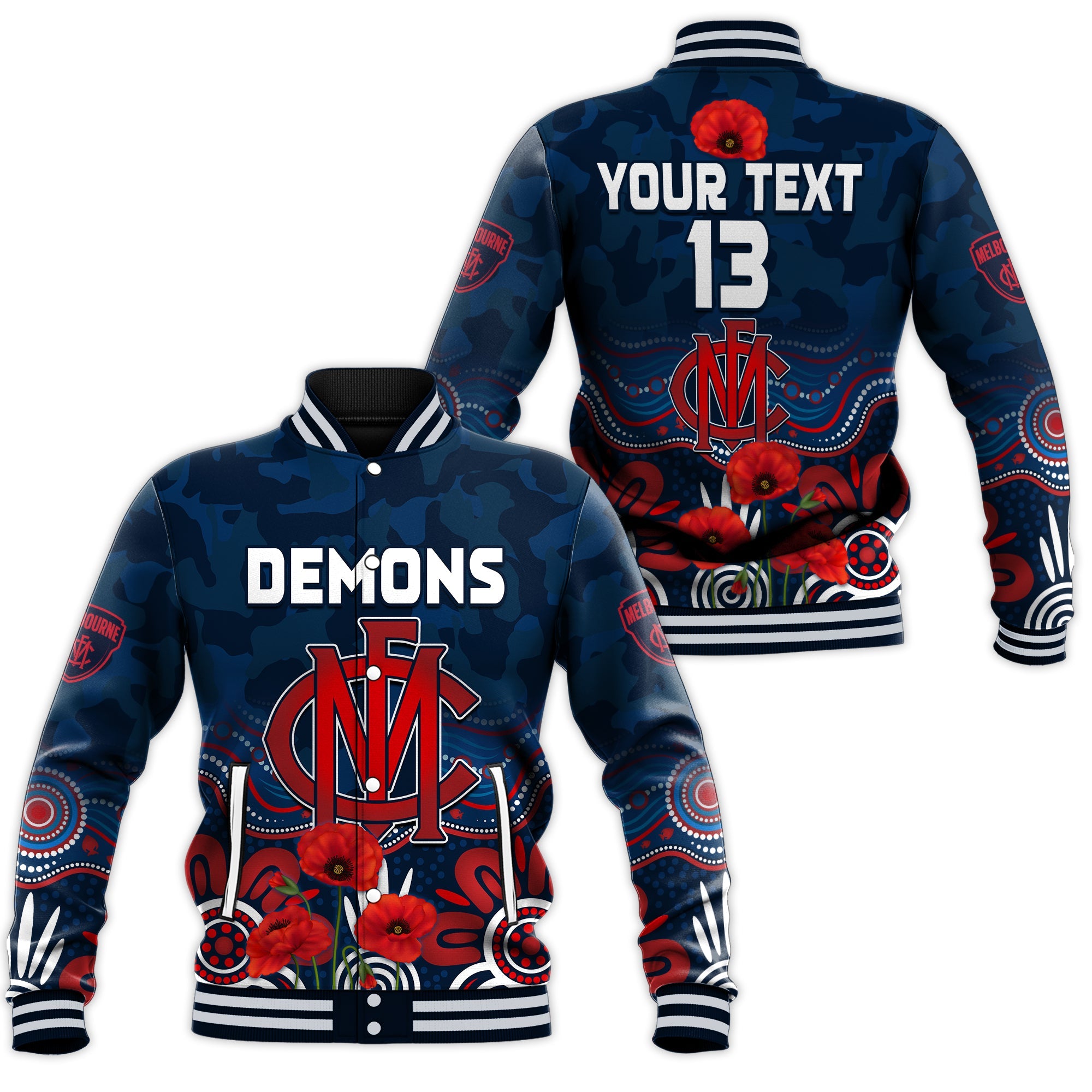 custom-text-and-number-demons-anzac-2022-baseball-jacket-melbourne-football-aboriginal-poppy