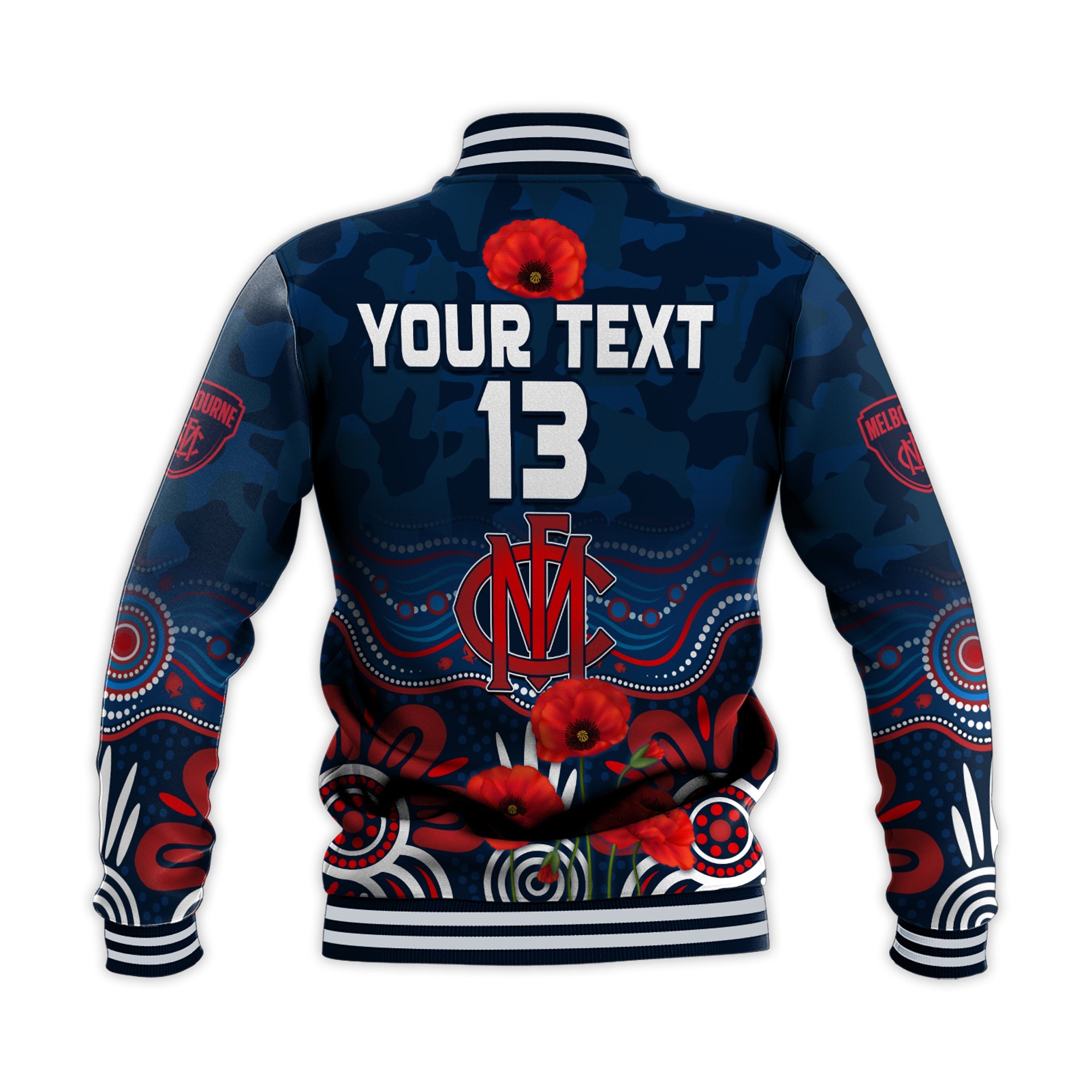 custom-text-and-number-demons-anzac-2022-baseball-jacket-melbourne-football-aboriginal-poppy