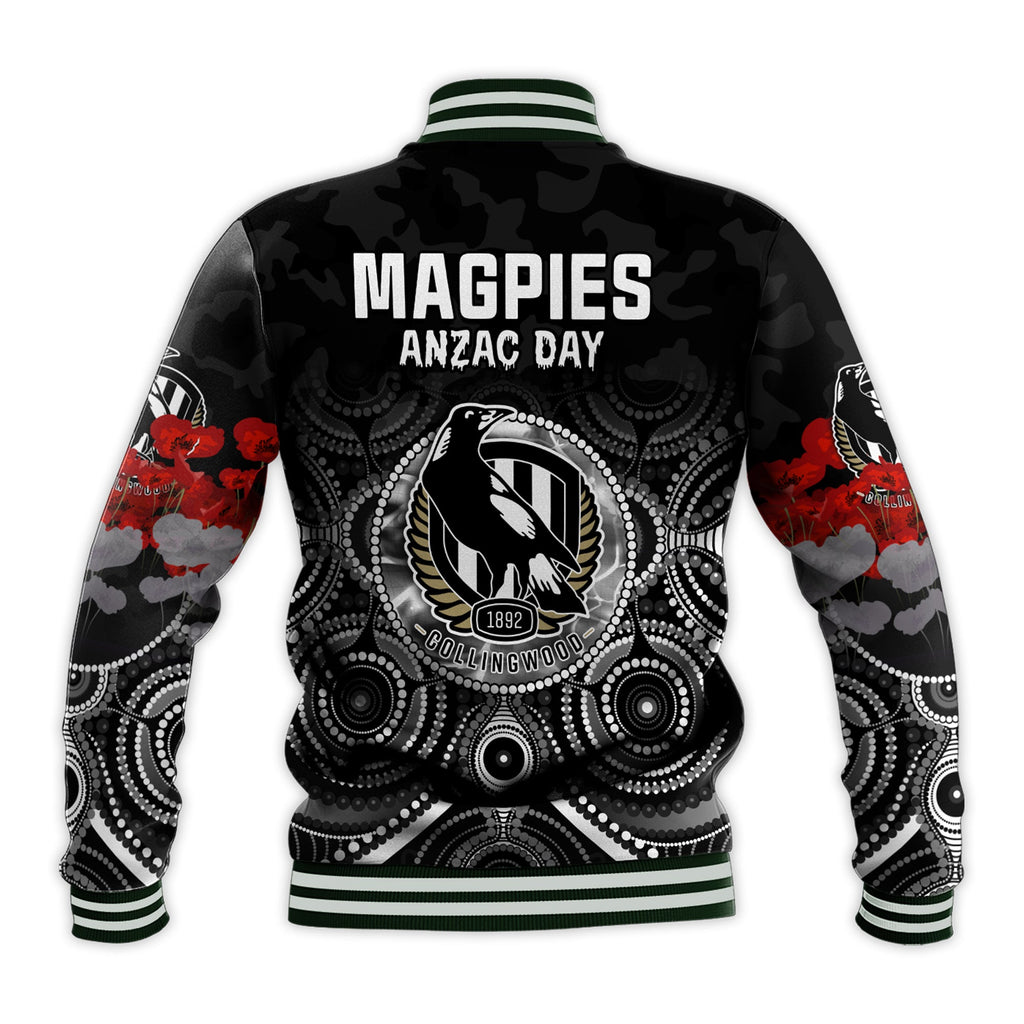 custom-personalised-magpies-anzac-2022-baseball-jacket-collingwood-football-aboriginal-poppy-flowers