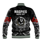 custom-personalised-magpies-anzac-2022-baseball-jacket-collingwood-football-aboriginal-poppy-flowers