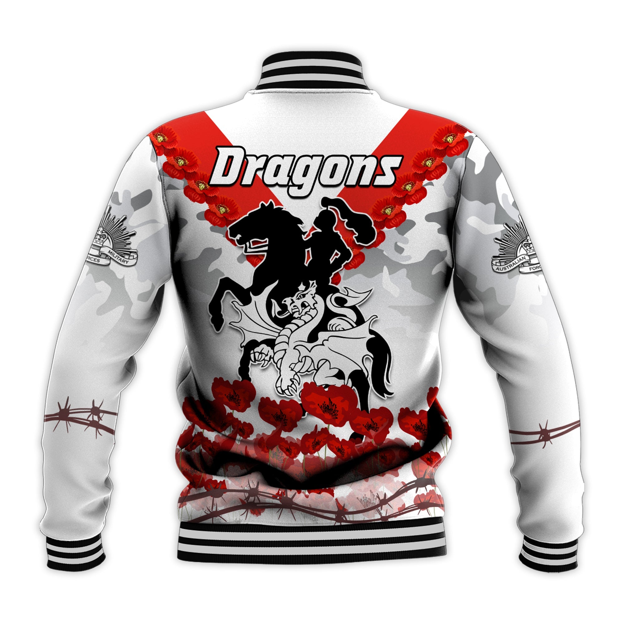 custom-personalised-dragons-anzac-2022-baseball-jacket-we-will-remember-them