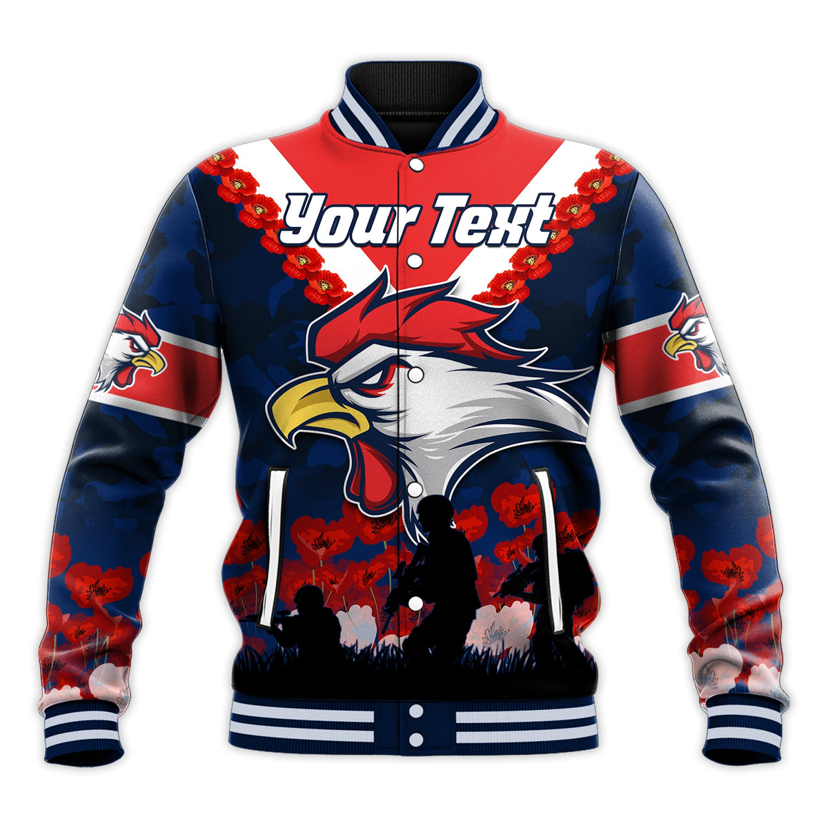 custom-personalised-roosters-anzac-2022-baseball-jacket-we-will-remember-them