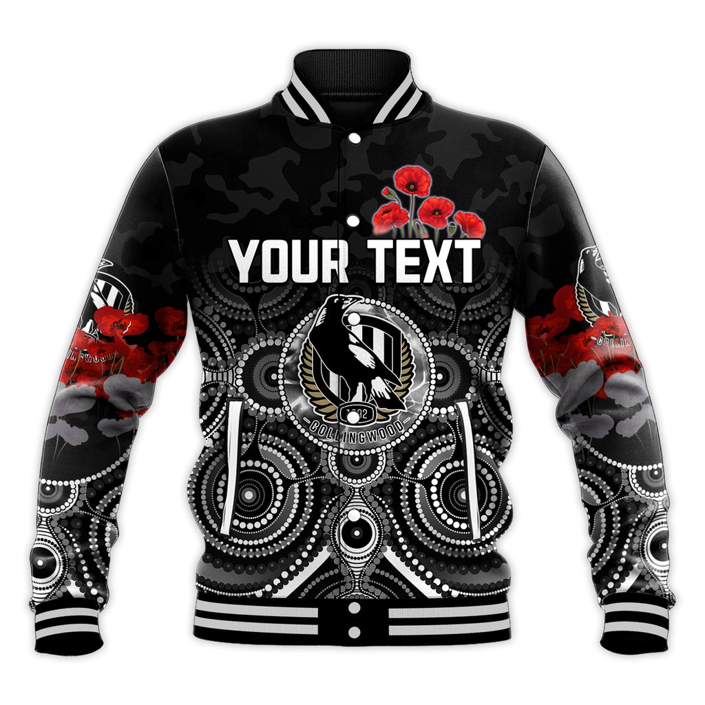 custom-personalised-magpies-anzac-2022-baseball-jacket-collingwood-football-aboriginal-poppy-flowers