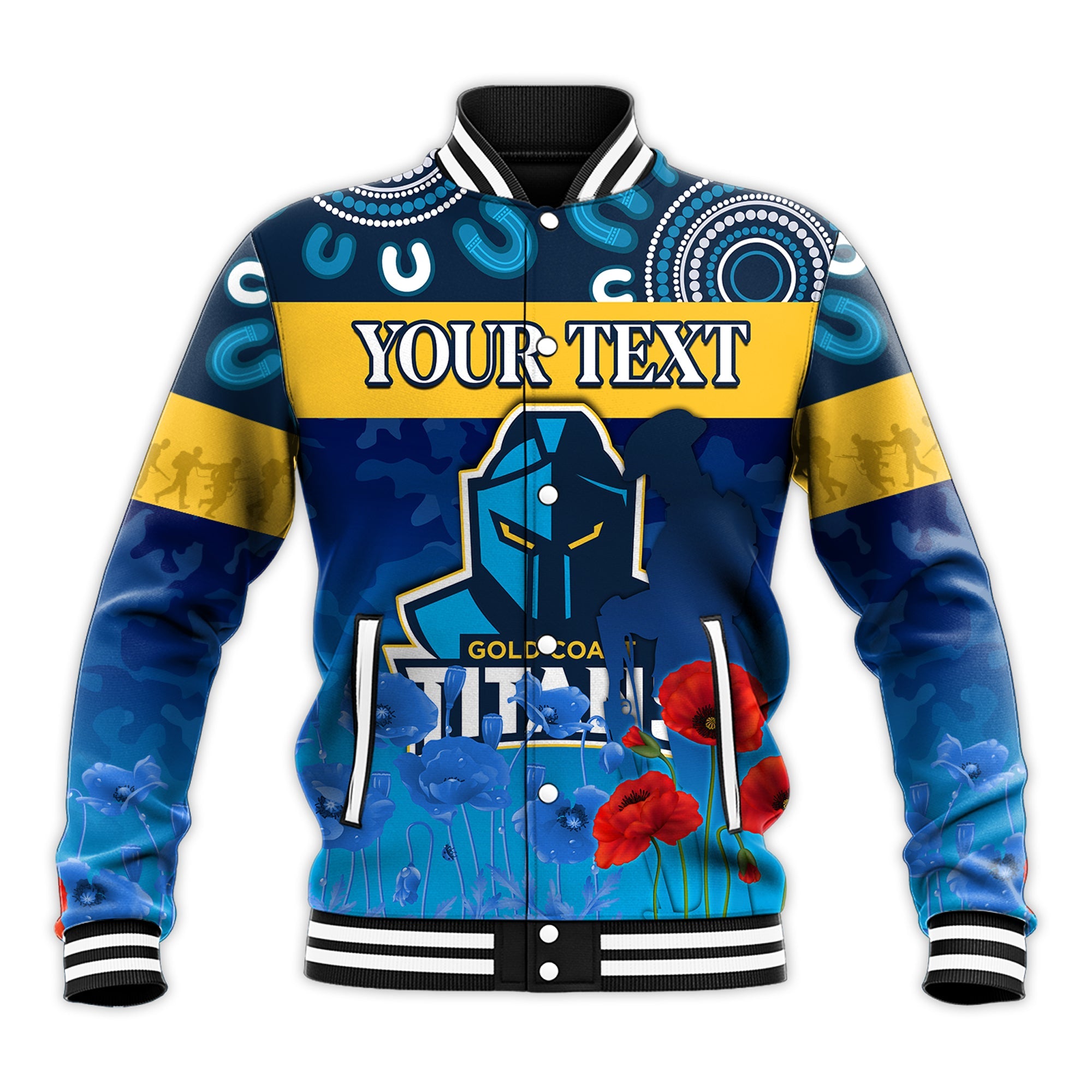 custom-personalised-titans-anzac-2022-baseball-jacket-gold-coast-aboriginal-lest-we-forget