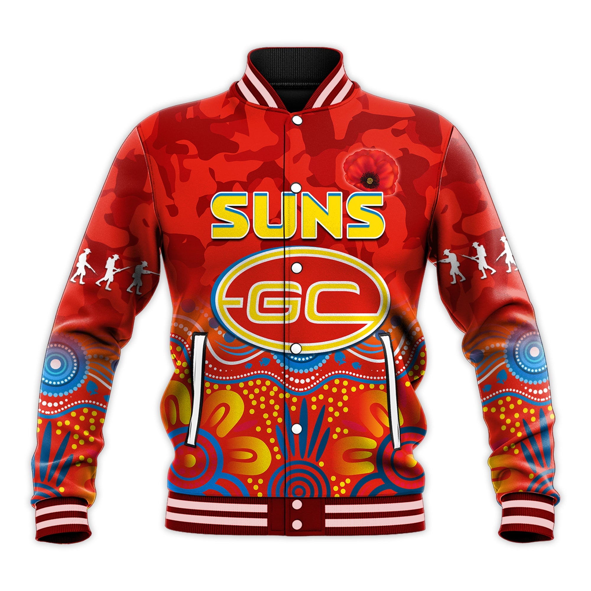 custom-text-and-number-suns-anzac-2022-baseball-jacket-gold-coast-aboriginal-poppy