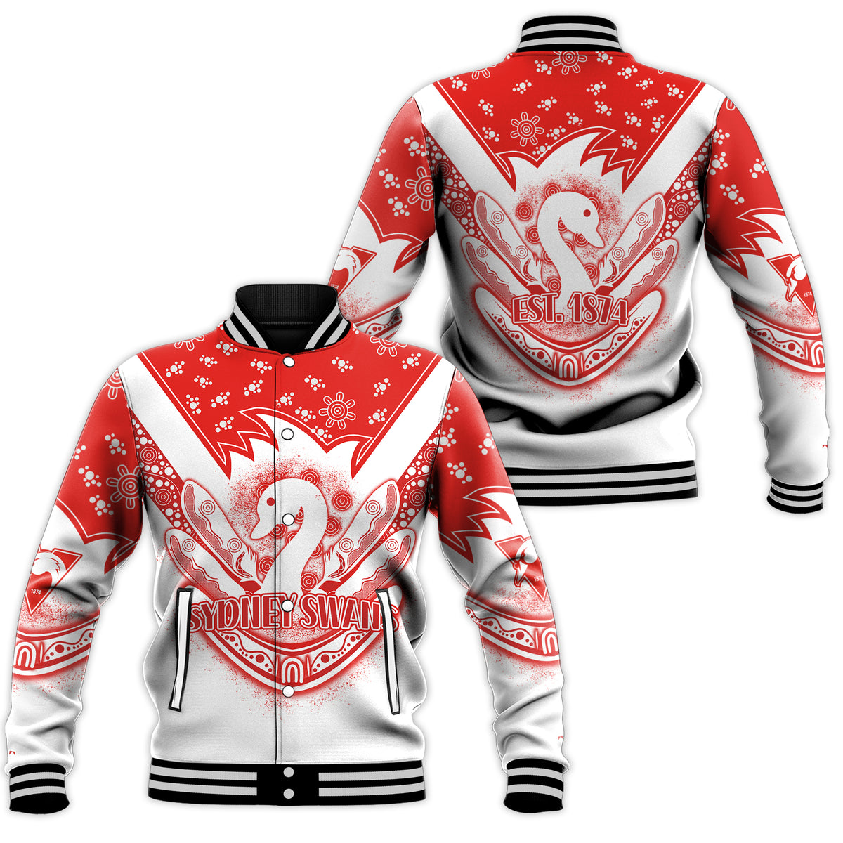 Swans Football Baseball Jacket Est 1874 Aboriginal Boomerang Sydney Bloods LT13