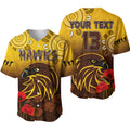 (Custom Text and Number) Hawks Anzac 2022 Baseball Jersey Hawthorn Football Aboriginal Poppy LT13