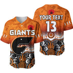 (Custom Text and Number) Giants Anzac 2022 Baseball Jersey Greater Western Sydney GWS Aboriginal Poppy LT13