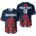 (Custom Text and Number) Demons Anzac 2022 Baseball Jersey Melbourne Football Aboriginal Poppy LT13