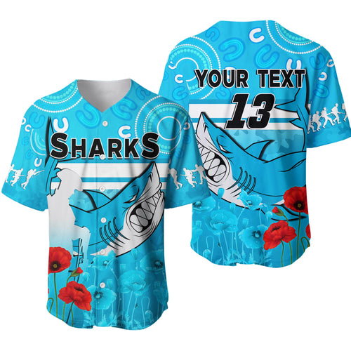 (Custom Text and Number) Sharks Anzac 2022 Baseball Jersey Cronulla-Sutherland Lest We Forget LT13