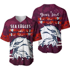 (Custom Personalised) Sea Eagles Anzac Day Baseball Jersey Poppy Lest We Forget LT13