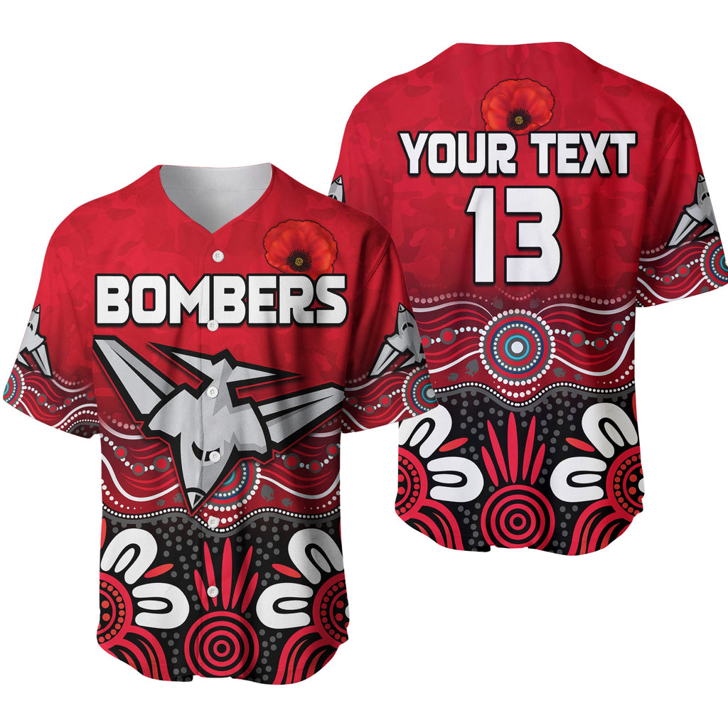 (Custom Text and Number) Bombers Anzac 2022 Baseball Jersey Essendon Football Aboriginal Remember Them LT13