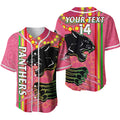 (Custom Text And Number) Panthers Rugby Baseball Jersey The Mountain Men Aboriginal Art Dynamic Pink Version 2 LT14