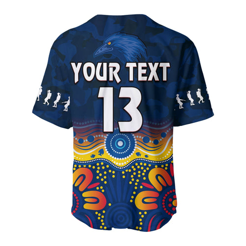 (Custom Text and Number) Crows Anzac 2022 Baseball Jersey Adelaide Football Camouflage Style LT13