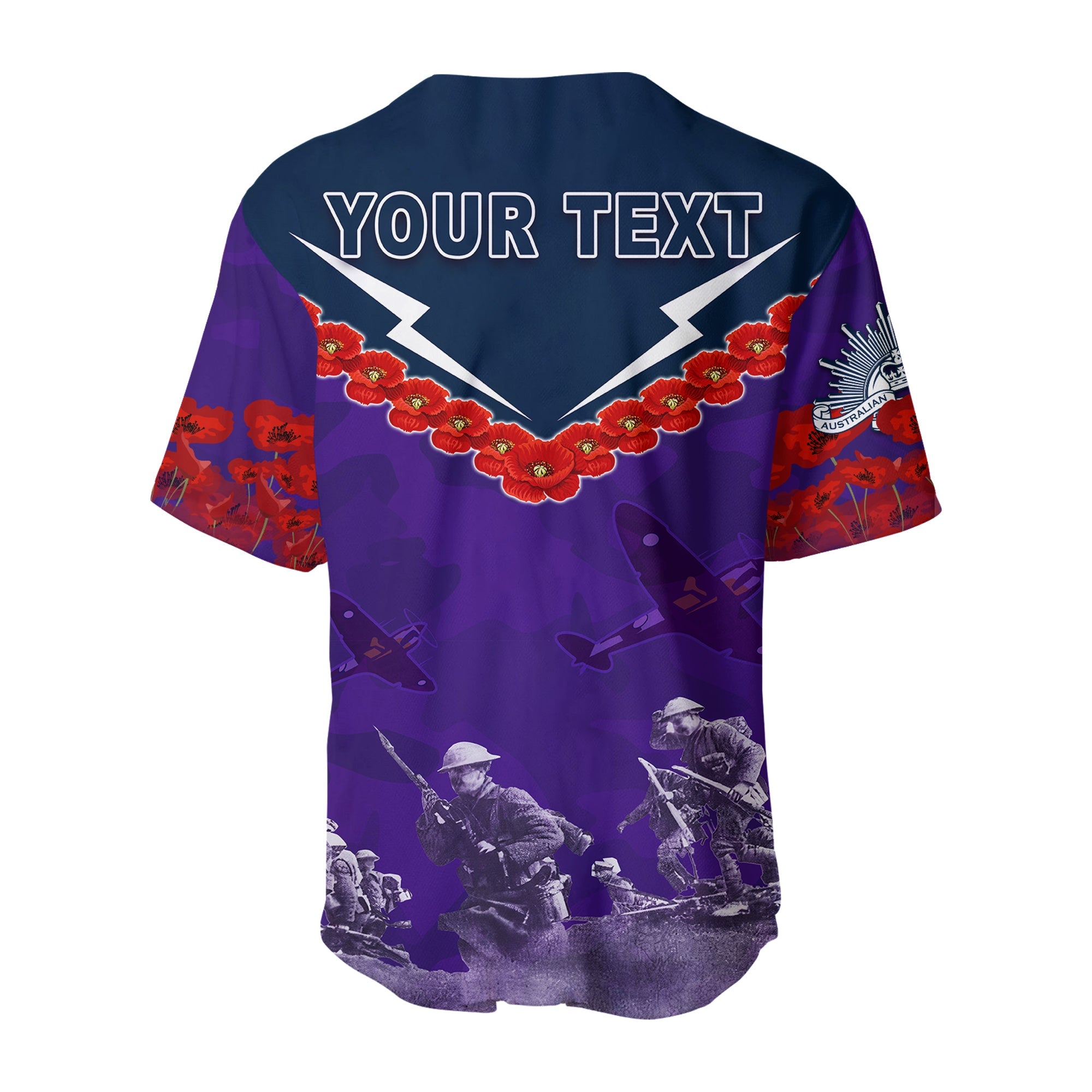 (Custom Personalised) Storm Anzac Day Baseball Jersey Australian Soldiers Remember Them LT13