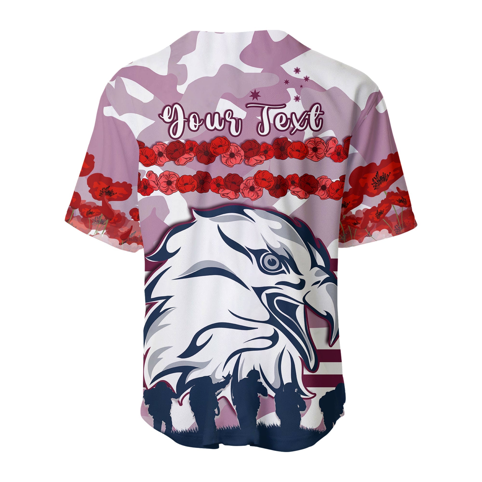 (Custom Personalised) Sea Eagles Anzac Day Baseball Jersey Proud Soldiers Lest We Forget Ver.01 LT13