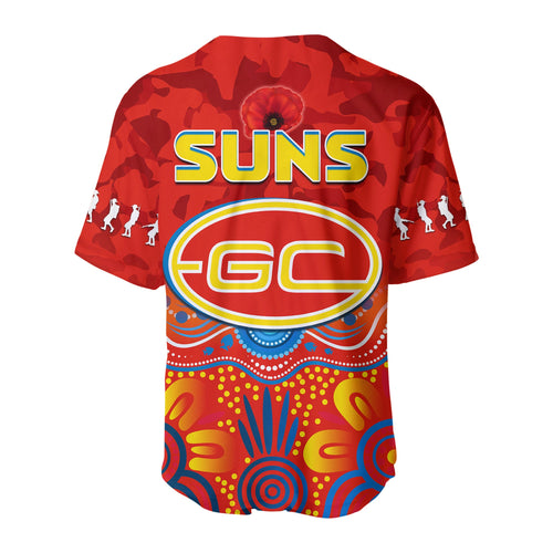 Suns Anzac 2022 Baseball Jersey Gold Coast Aboriginal Poppy LT13