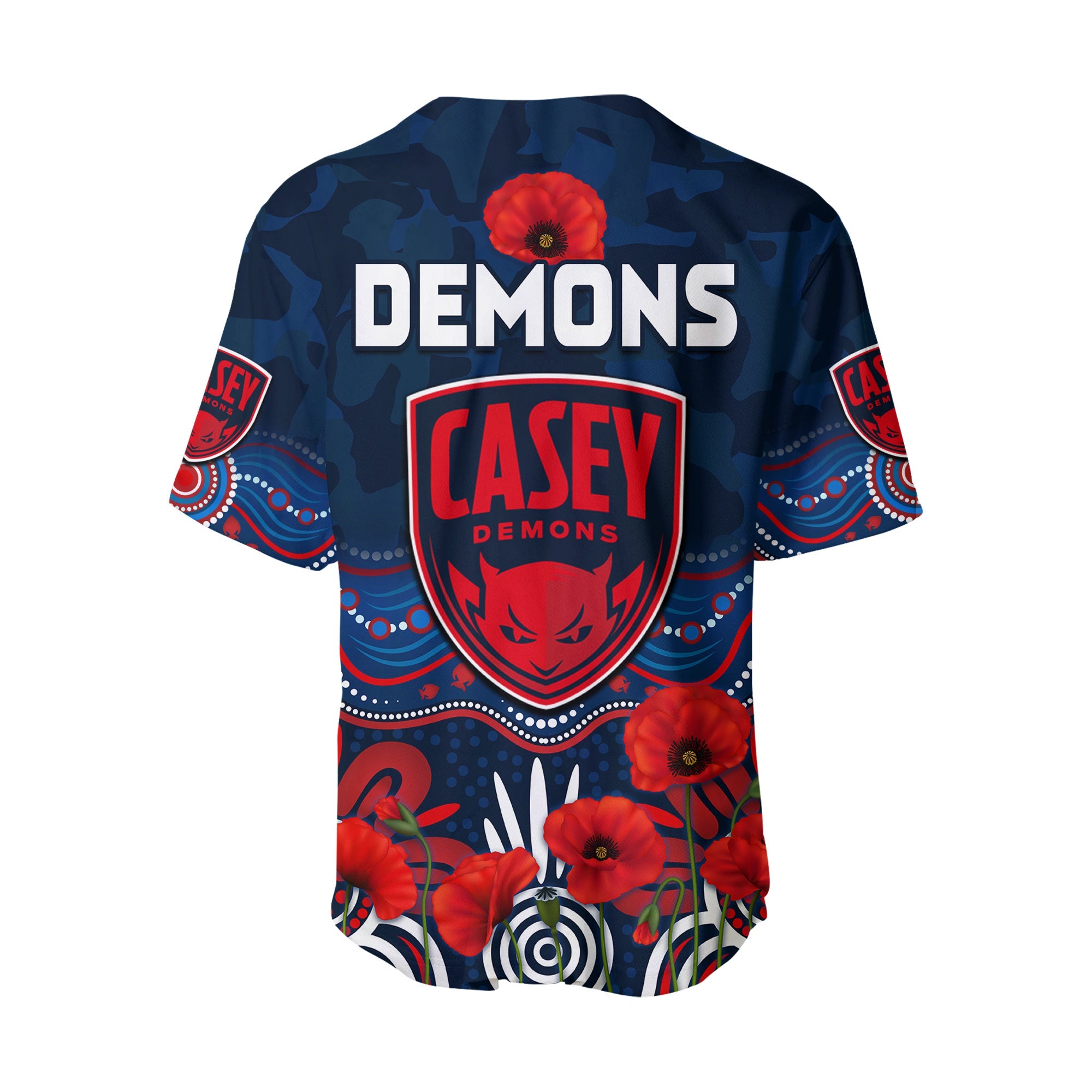 Demons Anzac 2022 Baseball Jersey Casey Football Aboriginal Poppy LT13