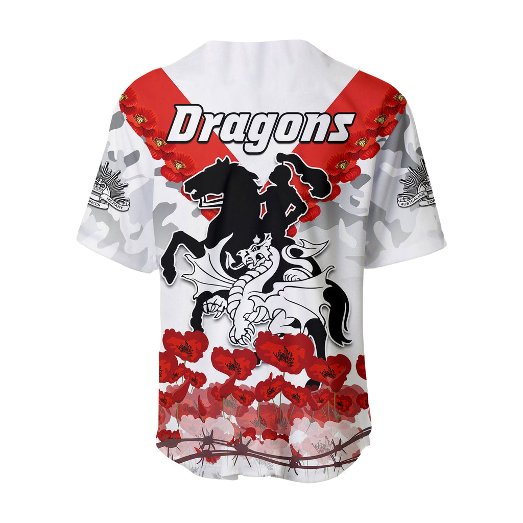 (Custom Personalised) Dragons Anzac 2022 Baseball Jersey We Will Remember Them LT13