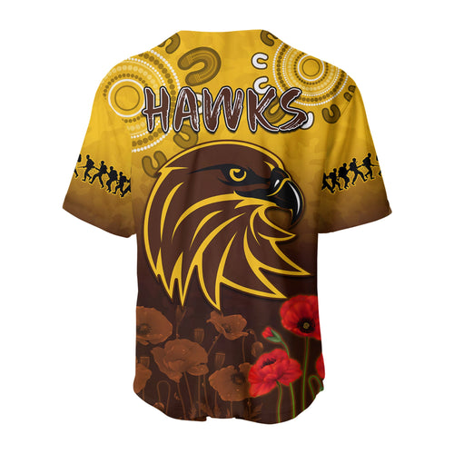 Hawks Anzac 2022 Baseball Jersey Hawthorn Football Aboriginal Poppy LT13