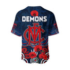 Demons Anzac 2022 Baseball Jersey Melbourne Football Aboriginal Poppy LT13