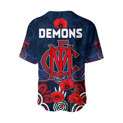Demons Anzac 2022 Baseball Jersey Melbourne Football Aboriginal Poppy LT13