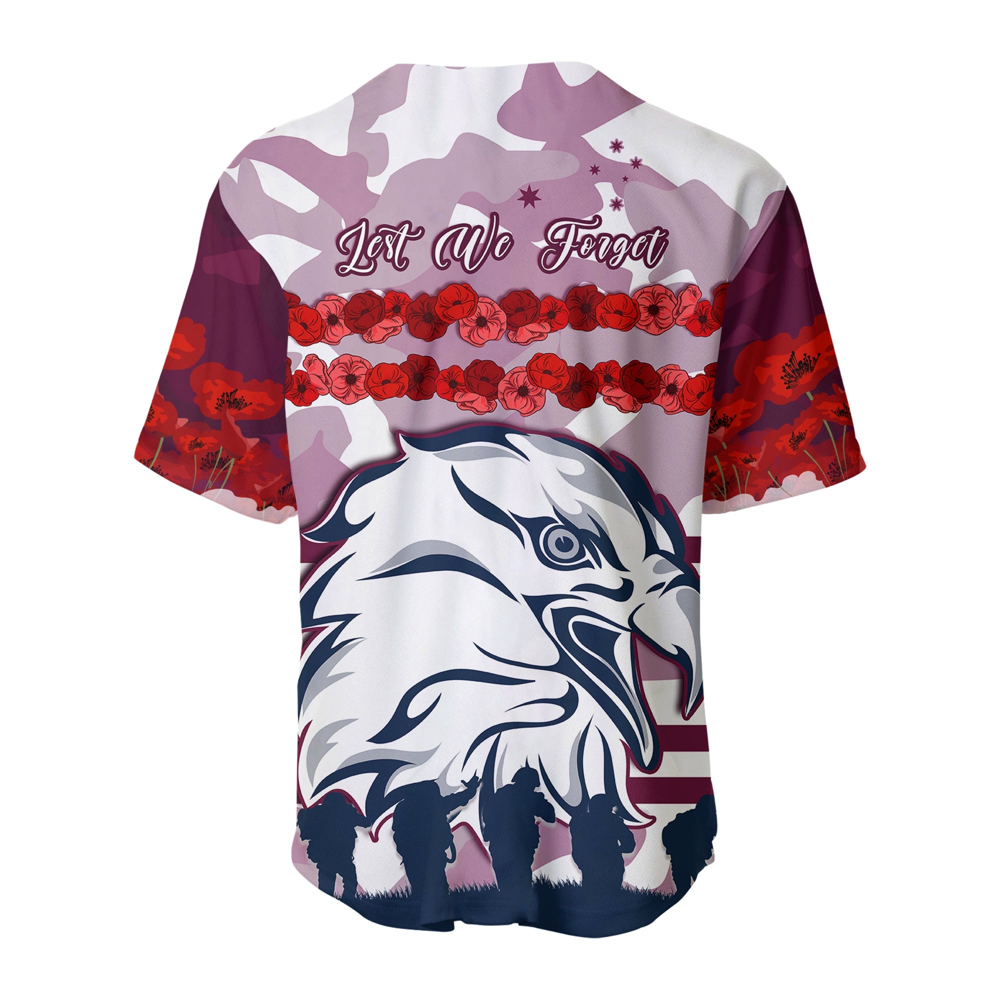 Sea Eagles Anzac Day Baseball Jersey Proud Soldiers Lest We Forget Ver.02 LT13
