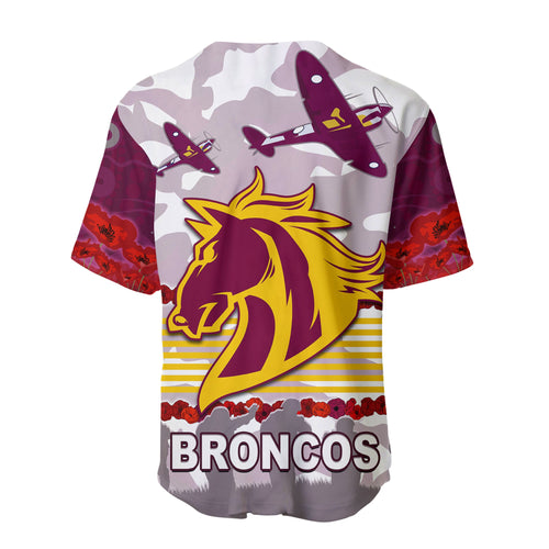 (Custom Personalised) Broncos Anzac Day Baseball Jersey Aboriginal Lest We Forget Ver.02 LT13