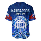 Kangaroos Anzac 2022 Baseball Jersey North Melbourne Football Aboriginal Poppy Flowers LT13