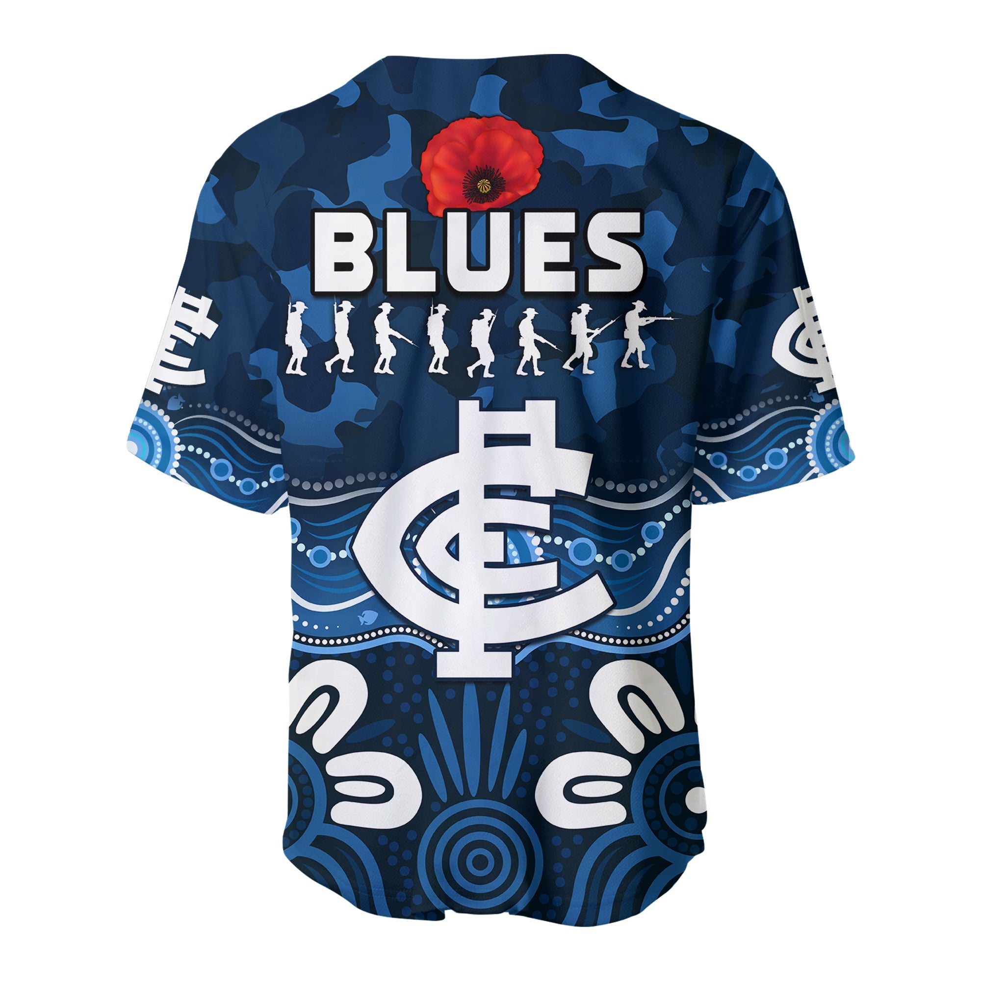 Blues Anzac 2022 Baseball Jersey Carlton Football Aboriginal Poppy LT13