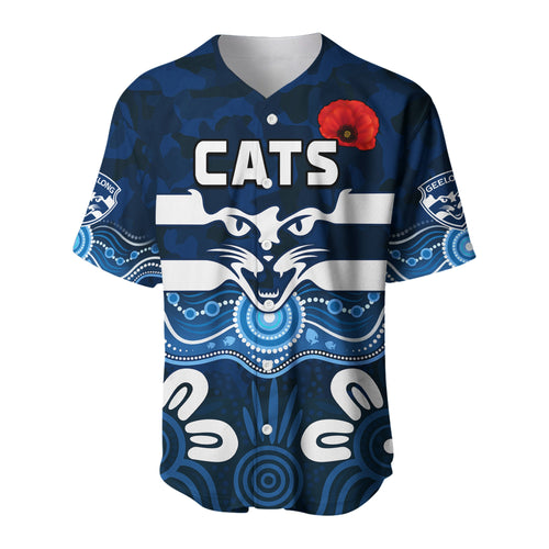 Cats Anzac 2022 Baseball Jersey Geelong Football Aboriginal Poppy LT13