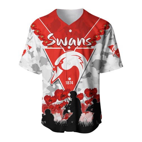 Swans Anzac 2022 Baseball Jersey Bloods Sydney Poppy Flowers LT13