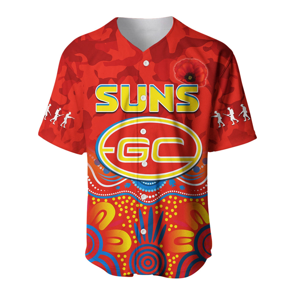 Suns Anzac 2022 Baseball Jersey Gold Coast Aboriginal Poppy LT13