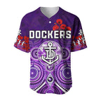 Dockers Anzac 2022 Baseball Jersey Fremantle Football Aboriginal Poppy Flowers LT13