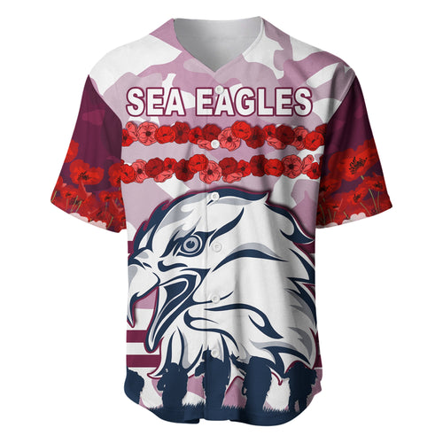 Sea Eagles Anzac Day Baseball Jersey Proud Soldiers Lest We Forget Ver.02 LT13
