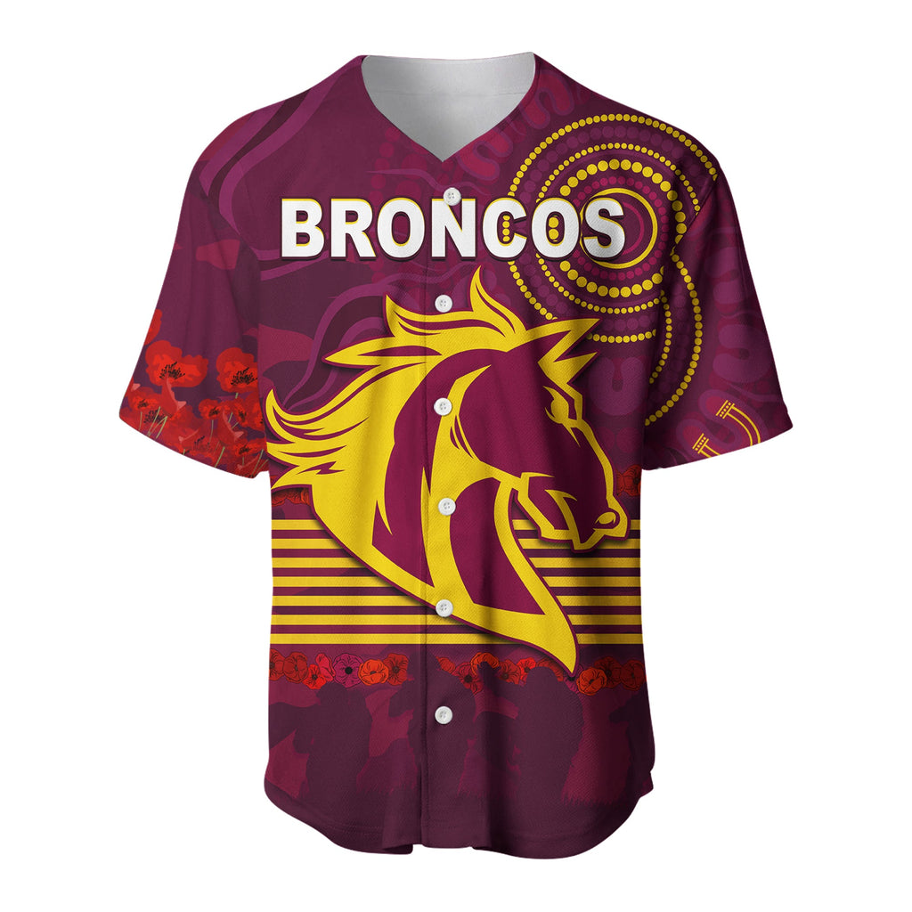 (Custom Personalised) Broncos Anzac Day Baseball Jersey Aboriginal Lest We Forget Ver.01 LT13