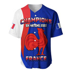 (Custom Personalised) France Rugby Baseball Jersey Champions Six Nations 2022 LT13
