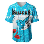 Sharks Anzac 2022 Baseball Jersey Cronulla-Sutherland Lest We Forget LT13