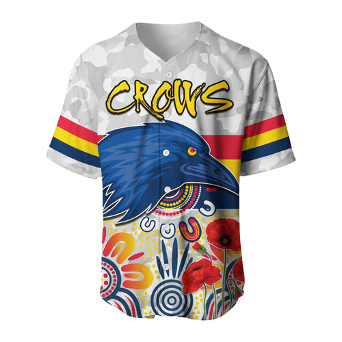 Crows Anzac 2022 Baseball Jersey Adelaide Football Aboriginal Poppy LT13