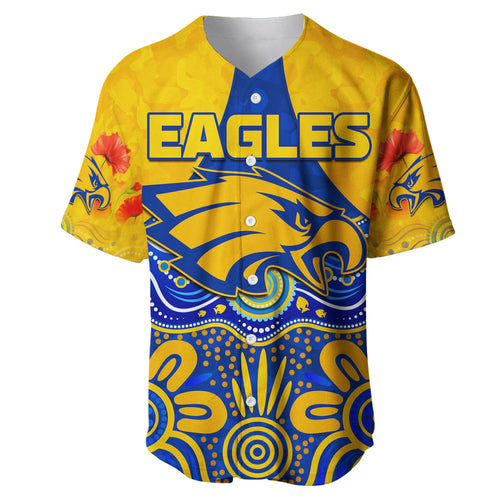 (Custom Text and Number) Eagles Anzac 2022 Baseball Jersey West Coast Aboriginal Remember Them LT13
