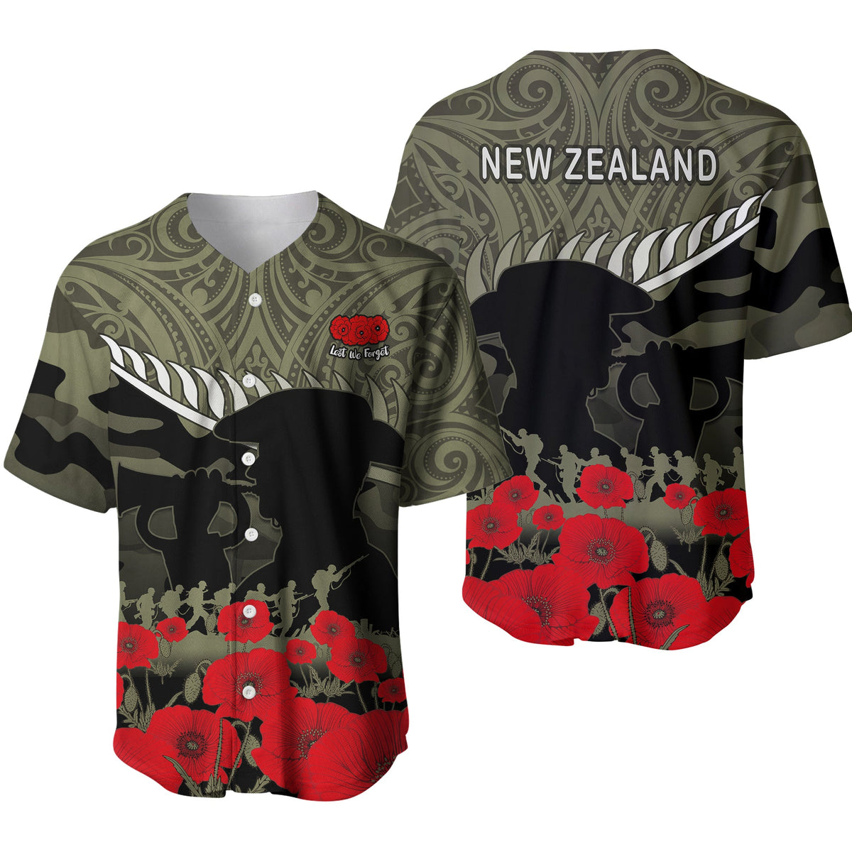 New Zealand ANZAC 2022 Area Baseball Jersey Camouflage LT14