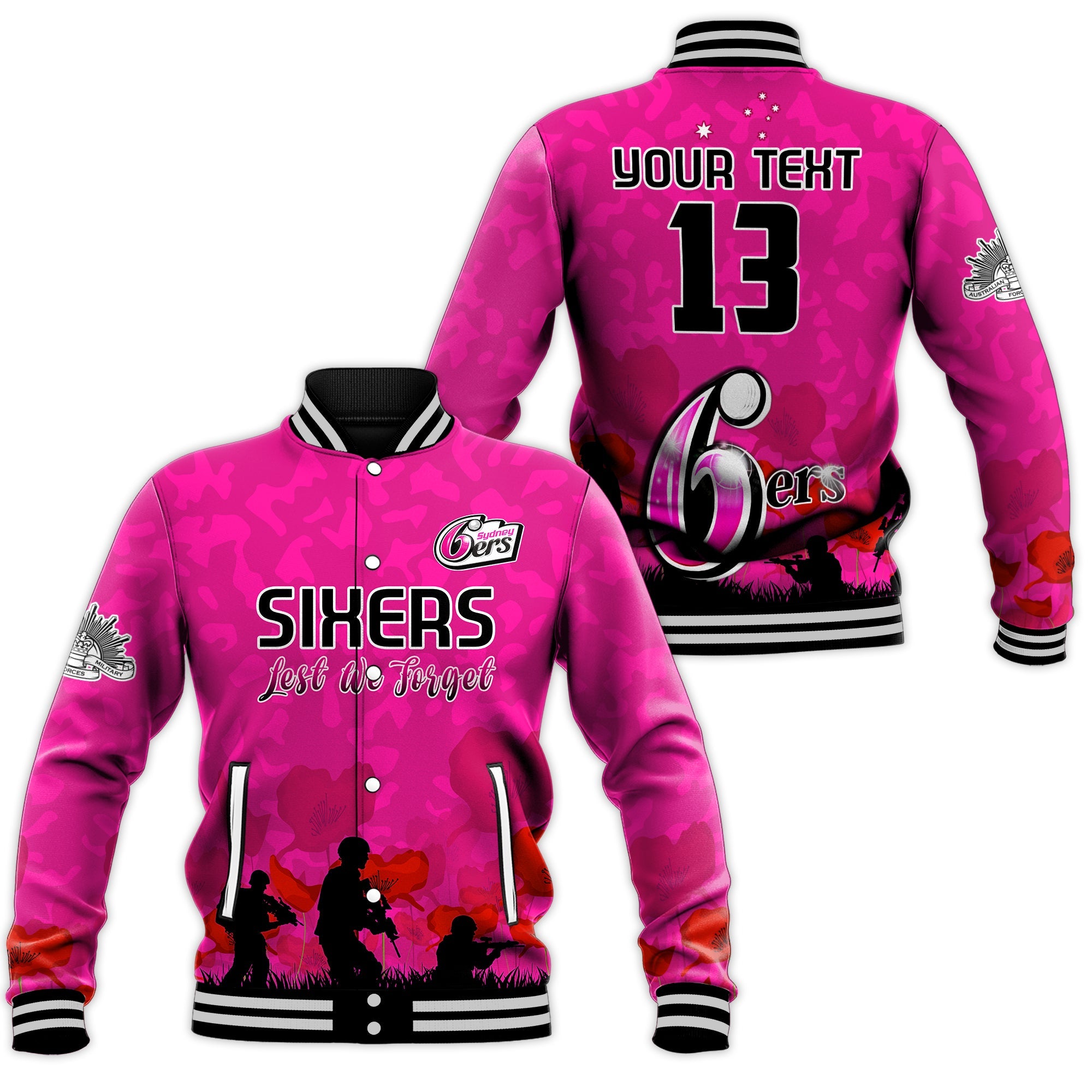 custom-text-and-number-sydney-sixers-cricket-baseball-jacket-anzac-day-camouflage-poppy-lest-we-forget